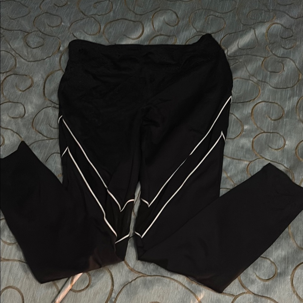 Black Leggings with White Stripes